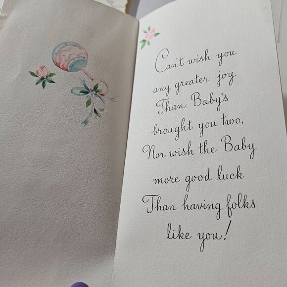 50s Greeting Cards Congratulations baby get well theme set/7 vtg pastel ephemera - Picture 10 of 12